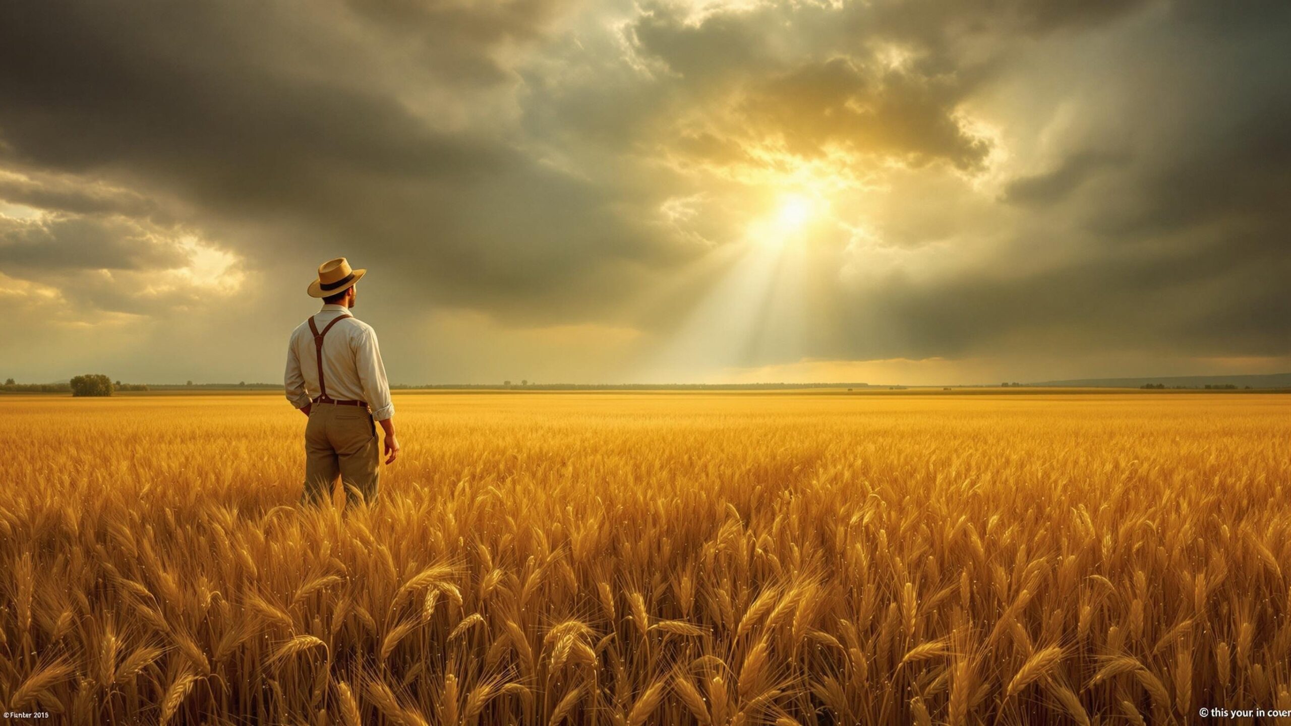 Early Latter-day Saint farmer standing in a wheat field under heavenly light