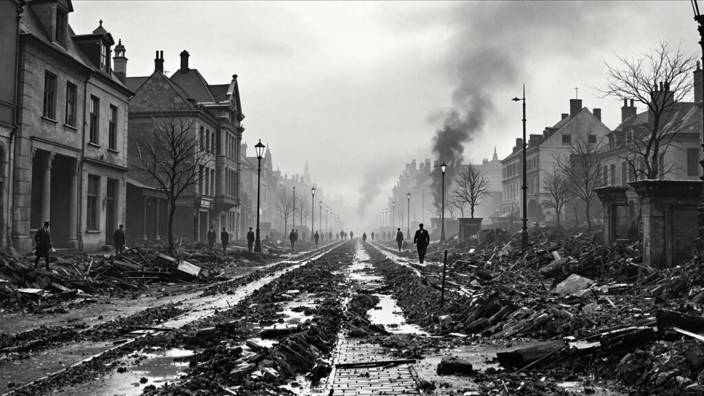 Empty war-torn street from World War I