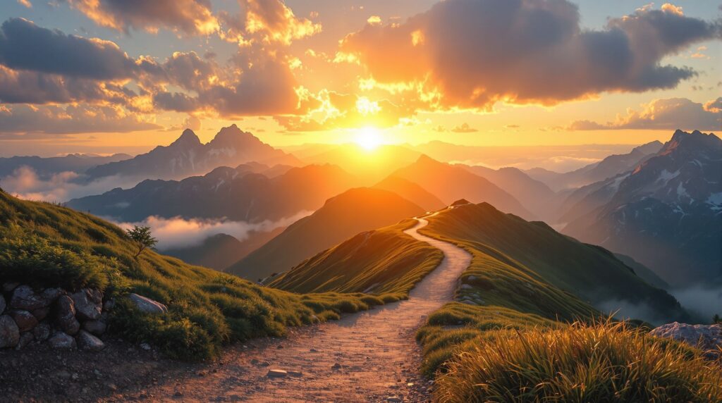 Mountain sunrise symbolizing spiritual growth line upon line