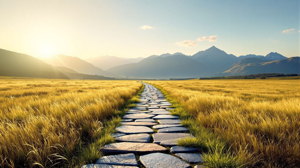 Stone path through a meadow symbolizing spiritual preparation